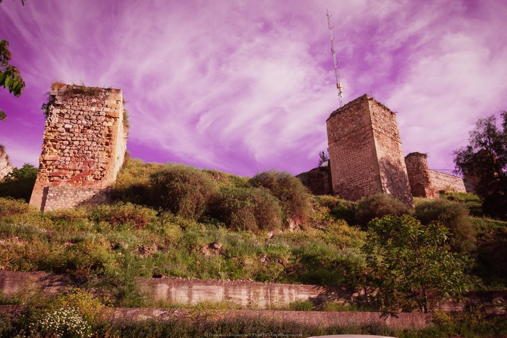 Two Towers of the old arab castle of Moron de la Frontera Seville Andalusia South of Spain